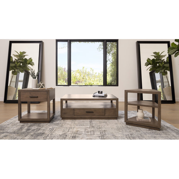 Abbyson LOWELL 3 Piece Solid Wood Living Room Table Set & Reviews